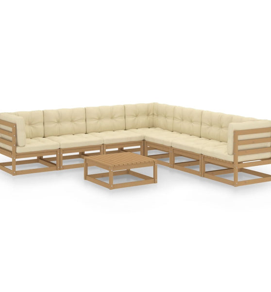 8-tlg Garten-Lounge-Set mit Kissen Honigbraun Massivholz Kiefer