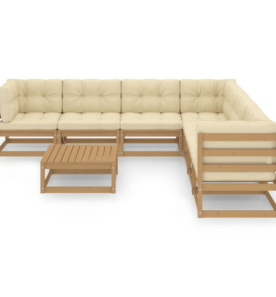 8-tlg Garten-Lounge-Set mit Kissen Honigbraun Massivholz Kiefer