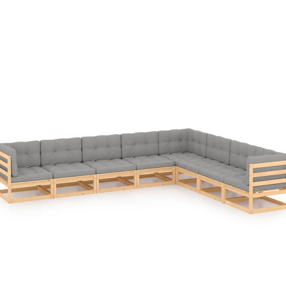 8-tlg. Garten-Lounge-Set mit Kissen Massivholz Kiefer