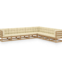 8-tlg Garten-Lounge-Set mit Kissen Honigbraun Massivholz Kiefer