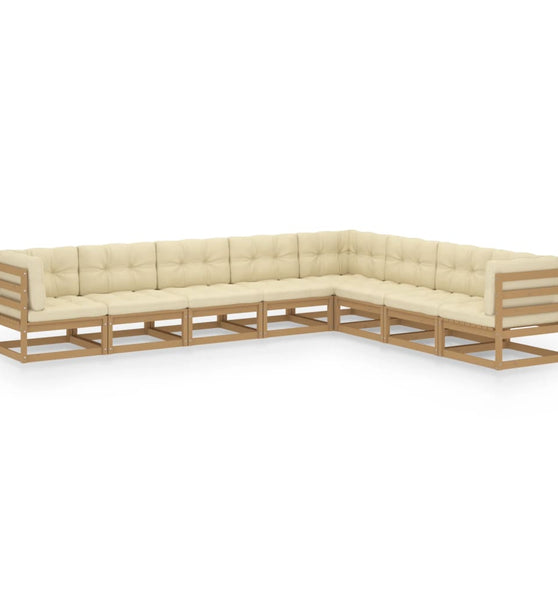 8-tlg Garten-Lounge-Set mit Kissen Honigbraun Massivholz Kiefer