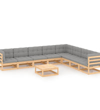 9-tlg. Garten-Lounge-Set mit Kissen Massivholz Kiefer