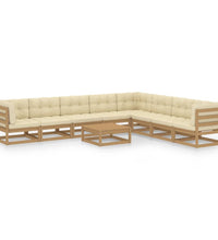 9-tlg Garten-Lounge-Set mit Kissen Honigbraun Massivholz Kiefer