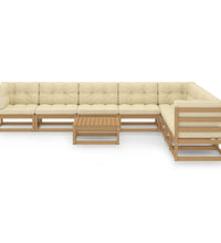 9-tlg Garten-Lounge-Set mit Kissen Honigbraun Massivholz Kiefer