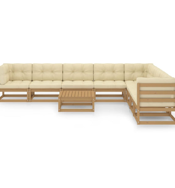 9-tlg Garten-Lounge-Set mit Kissen Honigbraun Massivholz Kiefer