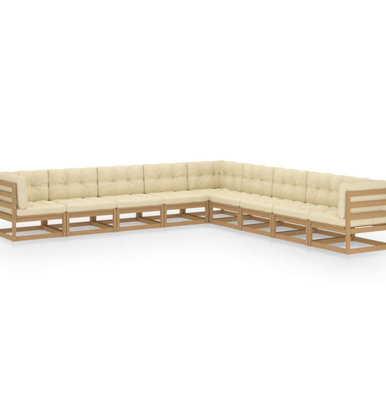 9-tlg Garten-Lounge-Set mit Kissen Honigbraun Massivholz Kiefer