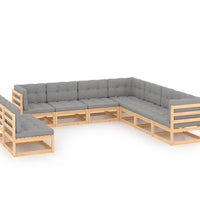 9-tlg. Garten-Lounge-Set mit Kissen Massivholz Kiefer