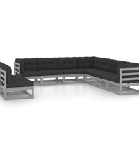 9-tlg. Garten-Lounge-Set mit Kissen Grau Massivholz Kiefer