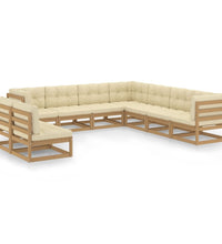 9-tlg Garten-Lounge-Set mit Kissen Honigbraun Massivholz Kiefer