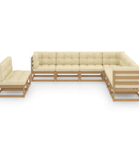 9-tlg Garten-Lounge-Set mit Kissen Honigbraun Massivholz Kiefer