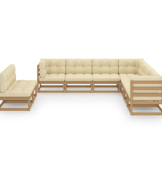 9-tlg Garten-Lounge-Set mit Kissen Honigbraun Massivholz Kiefer