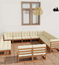 12-tlg. Garten-Lounge-Set mit Kissen Honigbraun Massivholz