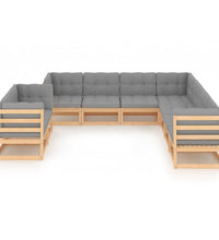 9-tlg. Garten-Lounge-Set mit Kissen Massivholz Kiefer