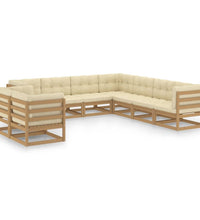 9-tlg Garten-Lounge-Set mit Kissen Honigbraun Massivholz Kiefer