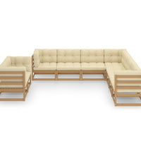 9-tlg Garten-Lounge-Set mit Kissen Honigbraun Massivholz Kiefer