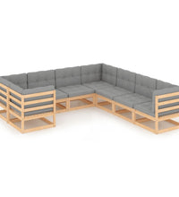 8-tlg. Garten-Lounge-Set mit Kissen Massivholz Kiefer