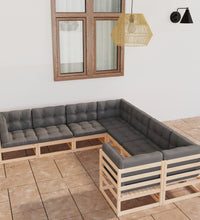 8-tlg. Garten-Lounge-Set mit Kissen Massivholz Kiefer