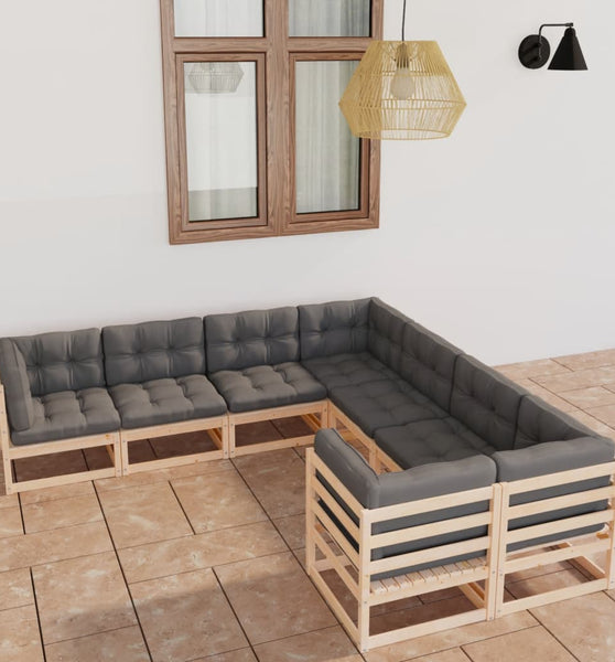 8-tlg. Garten-Lounge-Set mit Kissen Massivholz Kiefer