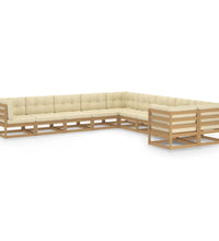 10-tlg. Garten-Lounge-Set mit Kissen Honigbraun Massivholz