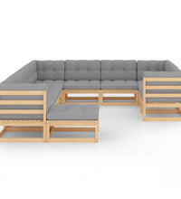 11-tlg. Garten-Lounge-Set mit Kissen Kiefer Massivholz