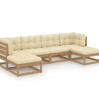 6-tlg Garten-Lounge-Set mit Kissen Honigbraun Massivholz Kiefer