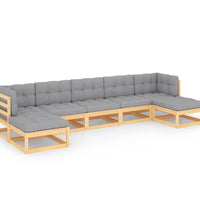 7-tlg. Garten-Lounge-Set mit Kissen Massivholz Kiefer