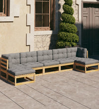 7-tlg. Garten-Lounge-Set mit Kissen Massivholz Kiefer