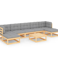 8-tlg. Garten-Lounge-Set mit Kissen Massivholz Kiefer