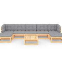 8-tlg. Garten-Lounge-Set mit Kissen Massivholz Kiefer