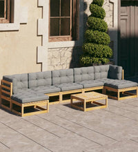 8-tlg. Garten-Lounge-Set mit Kissen Massivholz Kiefer