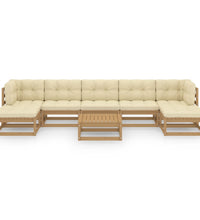 8-tlg Garten-Lounge-Set mit Kissen Honigbraun Massivholz Kiefer