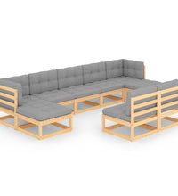 9-tlg. Garten-Lounge-Set mit Kissen Massivholz Kiefer