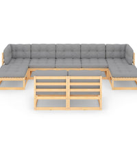 9-tlg. Garten-Lounge-Set mit Kissen Massivholz Kiefer