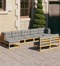 9-tlg. Garten-Lounge-Set mit Kissen Massivholz Kiefer