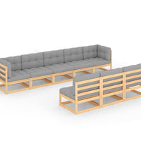 8-tlg. Garten-Lounge-Set mit Kissen Massivholz Kiefer