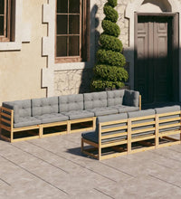 8-tlg. Garten-Lounge-Set mit Kissen Massivholz Kiefer