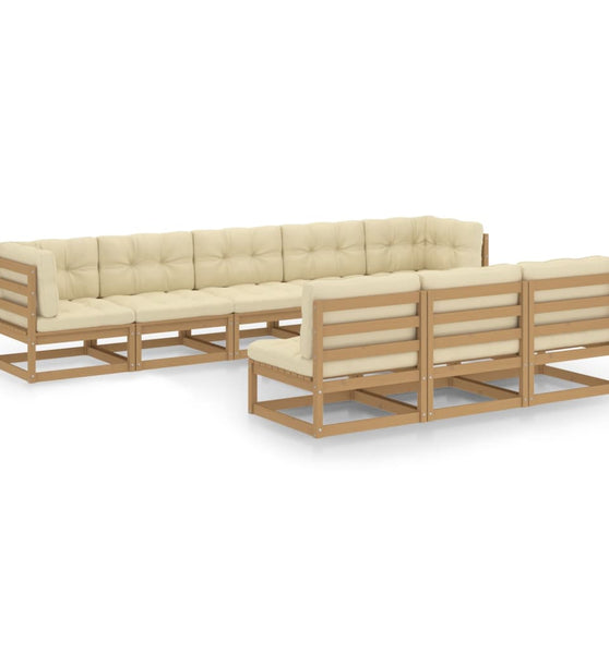 8-tlg Garten-Lounge-Set mit Kissen Honigbraun Massivholz Kiefer