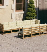 8-tlg Garten-Lounge-Set mit Kissen Honigbraun Massivholz Kiefer