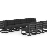 8-tlg. Garten-Lounge-Set mit Kissen Schwarz Massivholz Kiefer