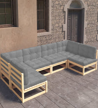 6-tlg. Garten-Lounge-Set mit Kissen Massivholz Kiefer