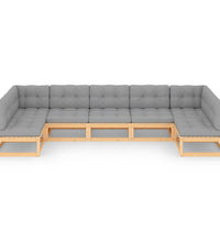 7-tlg. Garten-Lounge-Set mit Kissen Massivholz Kiefer