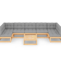 8-tlg. Garten-Lounge-Set mit Kissen Massivholz Kiefer