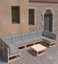 8-tlg. Garten-Lounge-Set mit Kissen Massivholz Kiefer