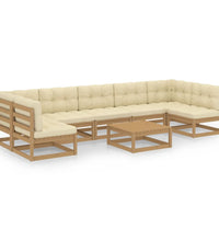 8-tlg Garten-Lounge-Set mit Kissen Honigbraun Massivholz Kiefer