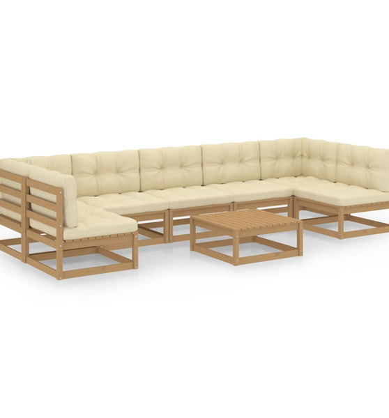 8-tlg Garten-Lounge-Set mit Kissen Honigbraun Massivholz Kiefer