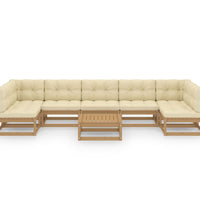 8-tlg Garten-Lounge-Set mit Kissen Honigbraun Massivholz Kiefer