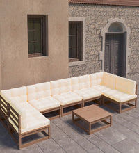 8-tlg Garten-Lounge-Set mit Kissen Honigbraun Massivholz Kiefer