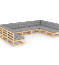 9-tlg. Garten-Lounge-Set mit Kissen Massivholz Kiefer