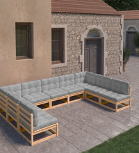 9-tlg. Garten-Lounge-Set mit Kissen Massivholz Kiefer