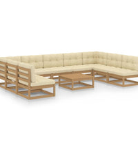 10-tlg. Garten-Lounge-Set mit Kissen Honigbraun Massivholz